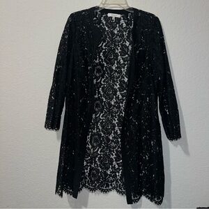 Milly Black Floral Lace Cardigan duster